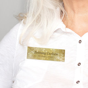 Professional Modern Luxury Glam Gold Glitter Foil  Name Tag