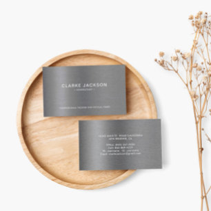 Professional Modern Metallic Brushed Grey  Business Card