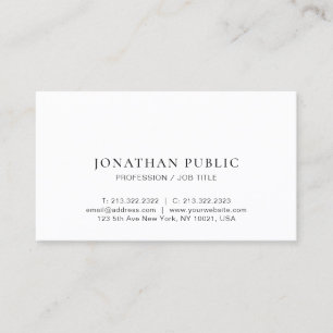 Professional Modern Minimal Design Elegant White Business Card