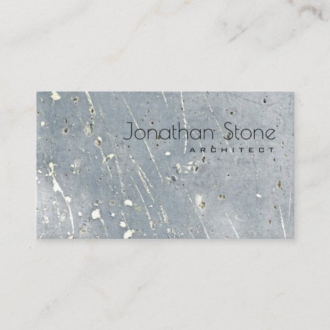 Professional Modern Minimal Grey & White Concrete Business Card (Front)