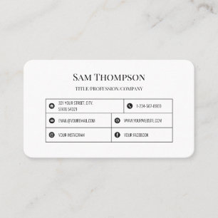 Professional Modern Minimal Social Media Icons  Business Card