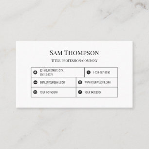 Professional Modern Minimal Social Media Icons  Business Card