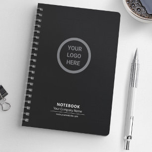 Professional Modern Minimalist Black Company Logo Notebook