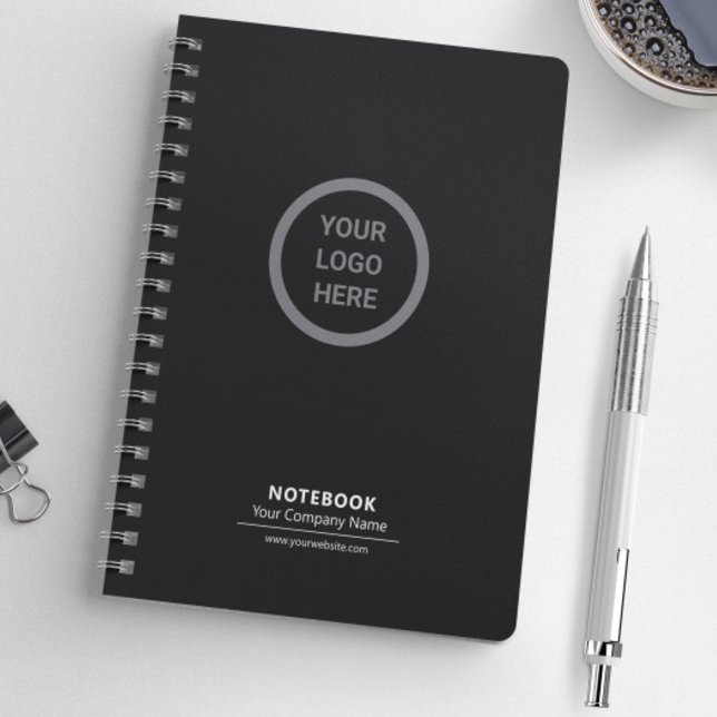 Professional Modern Minimalist Black Company Logo Notebook (Branded Notebook )