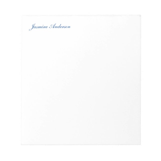 Professional Modern Minimalist Blue White Notepad (Front)