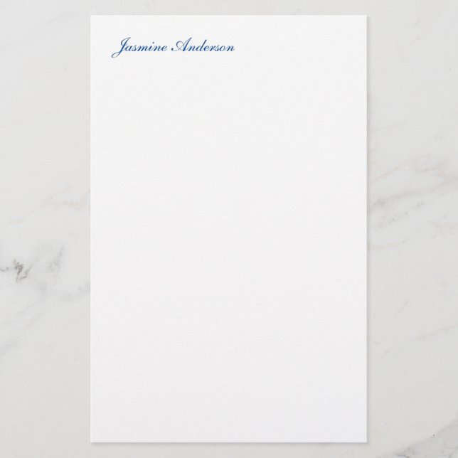Professional Modern Minimalist Blue White Stationery (Front)