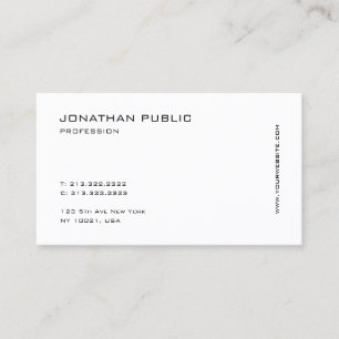 Professional Modern Minimalist Chic White Simple Business Card