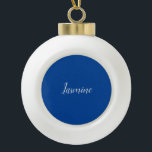 Professional Modern Minimalist Deep Blue  Ceramic Ball Christmas Ornament<br><div class="desc">You Can Easily Change the Fonts,  Background Image and Colour,  Letter Characters.</div>