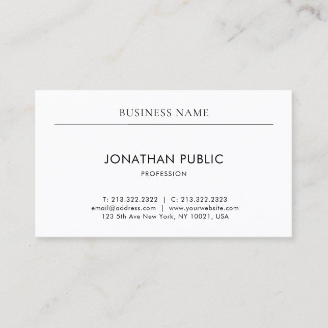 Professional Modern Minimalist Elegant Simple Business Card (Front)