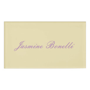 Professional Modern Minimalist Pastel Beige Colour Name Tag