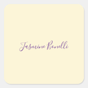 Professional Modern Minimalist Pastel Beige Colour Square Sticker