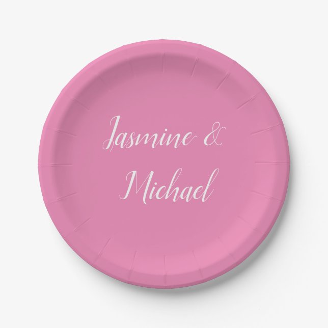 Professional Modern Minimalist Pink Colour Paper Plate (Front)