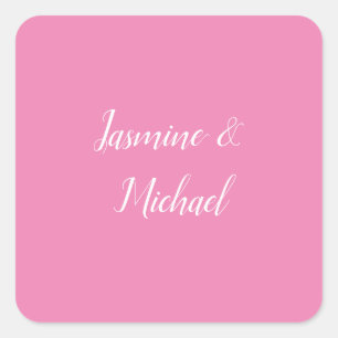 Professional Modern Minimalist Pink Colour Square Sticker