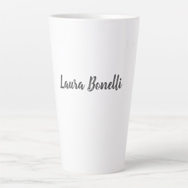 Professional Modern Minimalist Plain Add Name Latte Mug (Front)