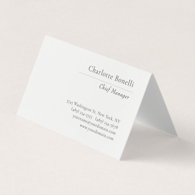 Professional Modern Minimalist Plain Black & White Business Card (Front)