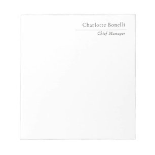 Professional Modern Minimalist Plain Black & White Notepad