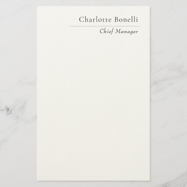 Professional Modern Minimalist Plain Black & White Stationery (Front)