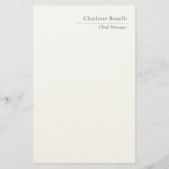 Professional Modern Minimalist Plain Black & White Stationery (Front)