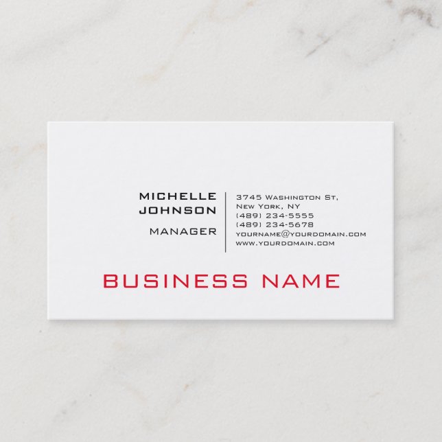 Professional Modern Minimalist Plain Business Card (Front)