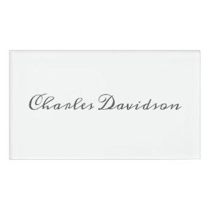Professional Modern Minimalist Plain Calligraphy Name Tag