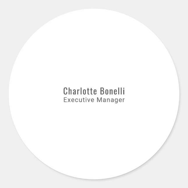 Professional Modern Minimalist Plain  Classic Round Sticker (Front)