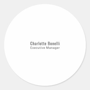 Professional Modern Minimalist Plain  Classic Round Sticker