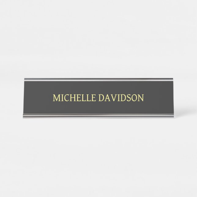 Professional Modern Minimalist Plain Grey Desk Name Plate (Front)