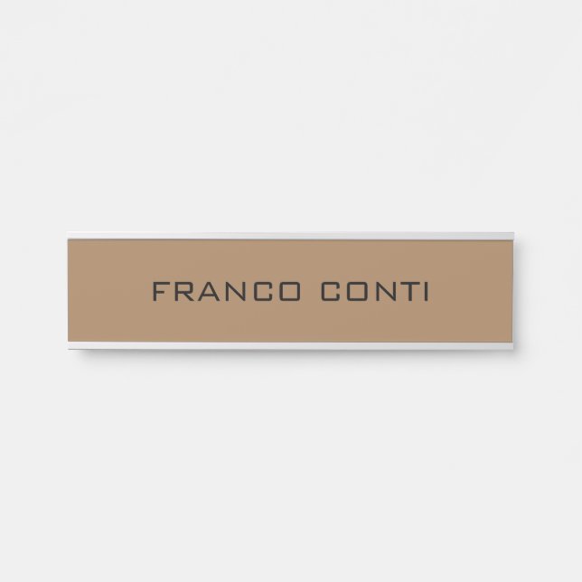 Professional Modern Minimalist Plain Light Brown Door Sign (Front)