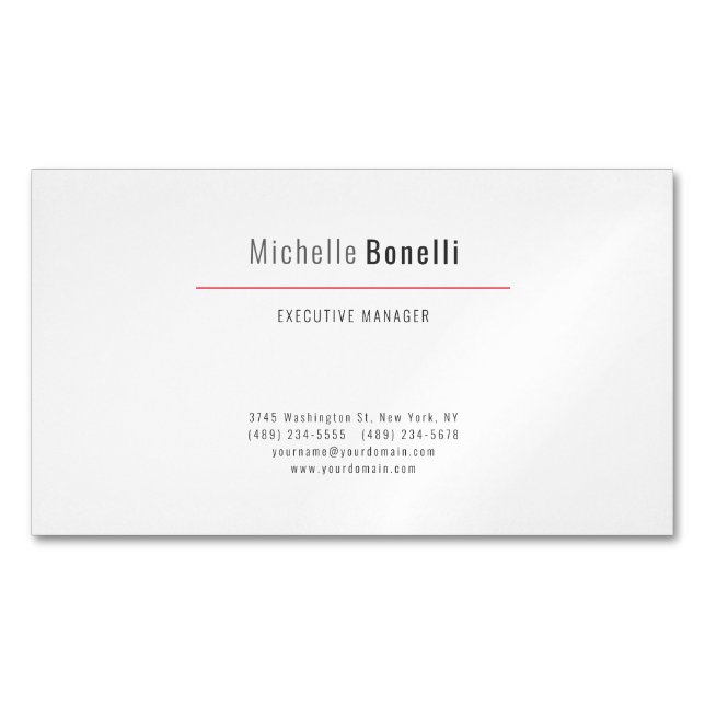 Professional Modern Minimalist Plain Magnetic Business Card (Front)