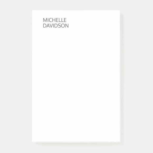 Professional Modern Minimalist Plain Name Post-it Notes (Front)