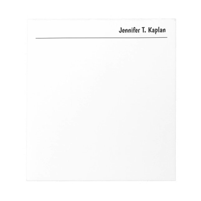 Professional Modern Minimalist Plain Personalised Notepad (Front)