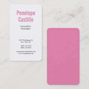 Professional Modern Minimalist Plain Pink White Business Card