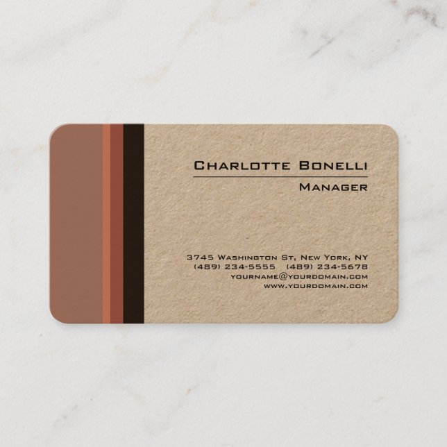 Professional Modern Minimalist Plain Premium Kraft Business Card (Front)