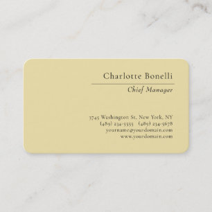 Professional Modern Minimalist Plain Vanilla Color Business Card