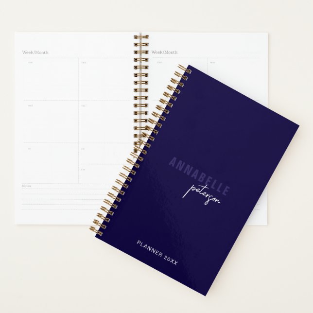 Professional Modern Minimalist Script Navy Custom Planner (Display)