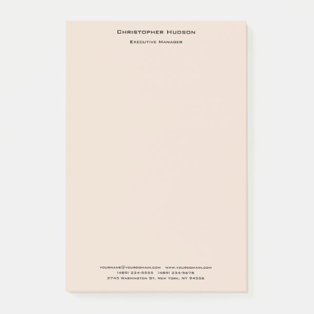 Professional Modern Minimalist Simple Plain Linen Post-it Notes (Front)