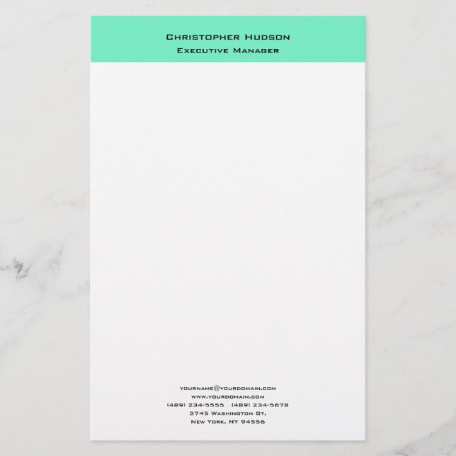 Professional Modern Minimalist Simple Plain Stationery (Front)