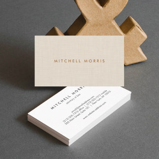 Professional Modern Minimalistic Beige Linen Look Business Card