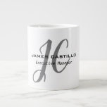 Professional Modern Monogram Calligraphy Script Large Coffee Mug<br><div class="desc">Minimalist modern contemporary design</div>