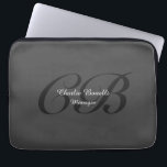 Professional Modern Monogram Minimalist Grey Laptop Sleeve<br><div class="desc">You Can Easily Change the Fonts,  Bacground Image and Colour,  Letter Characters.</div>