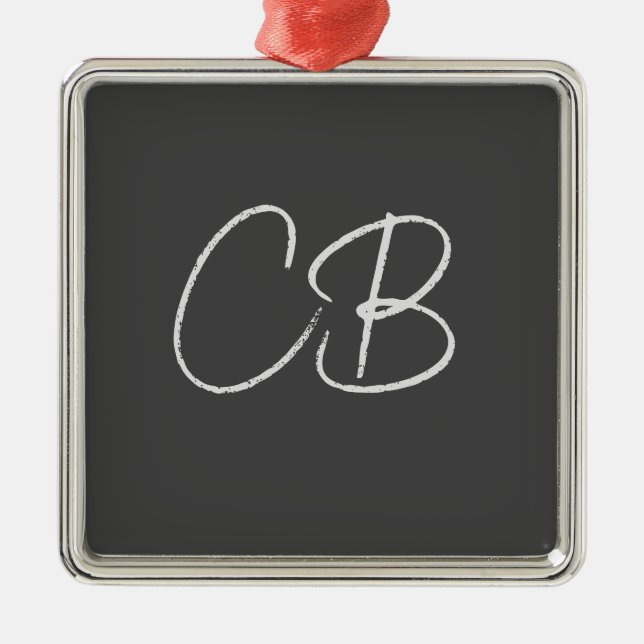 Professional Modern Monogram Minimalist Initials Metal Tree Decoration (Front)