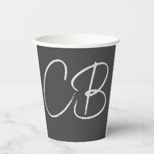 Professional Modern Monogram Minimalist Initials Paper Cups