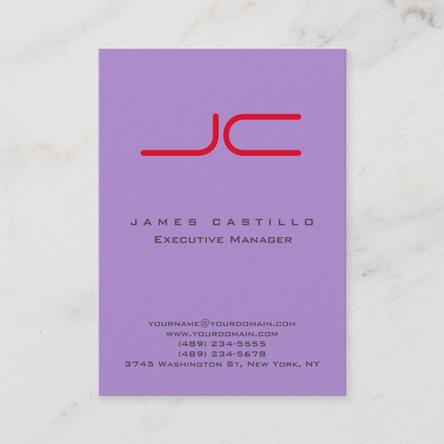 Professional Modern Monogram Minimalist Plain Business Card (Front)