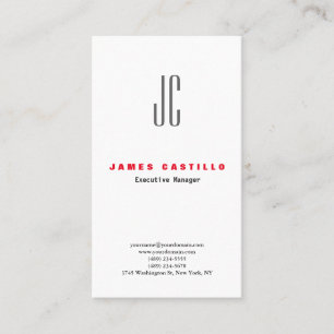 Professional Modern Monogram Minimalist Plain Business Card