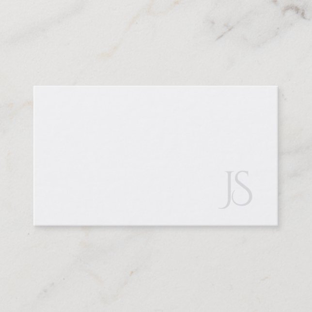 Professional Modern Monogram Minimalist Plain Top Business Card (Front)