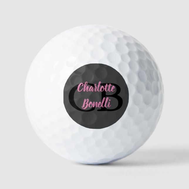 Professional Modern Monogram Name Minimalist Golf Balls (Front)