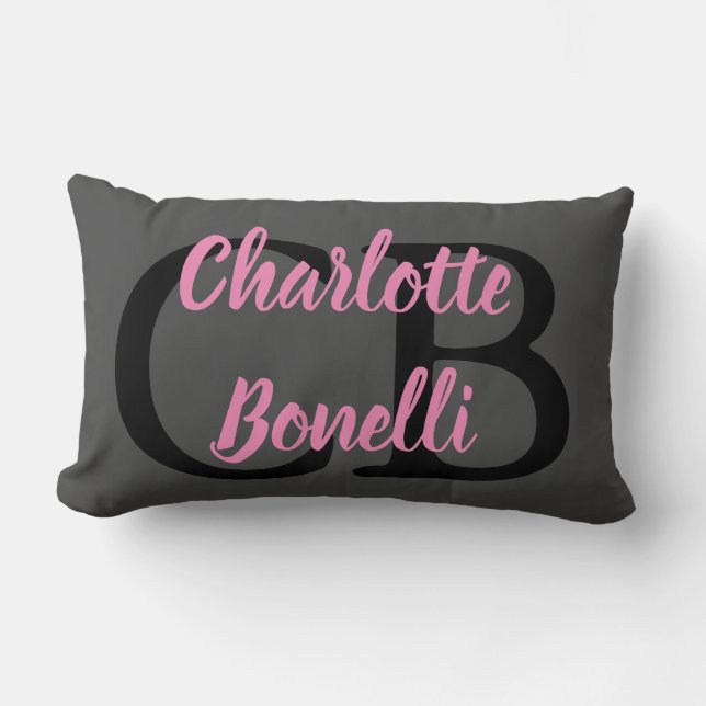 Professional Modern Monogram Name Minimalist Lumbar Cushion (Front)