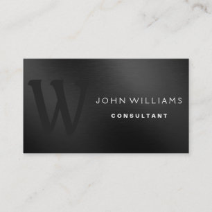 Professional Modern Monogram on Black metal Business Card
