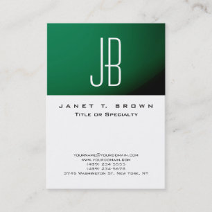 Professional Modern Monogram Simple Green White Business Card