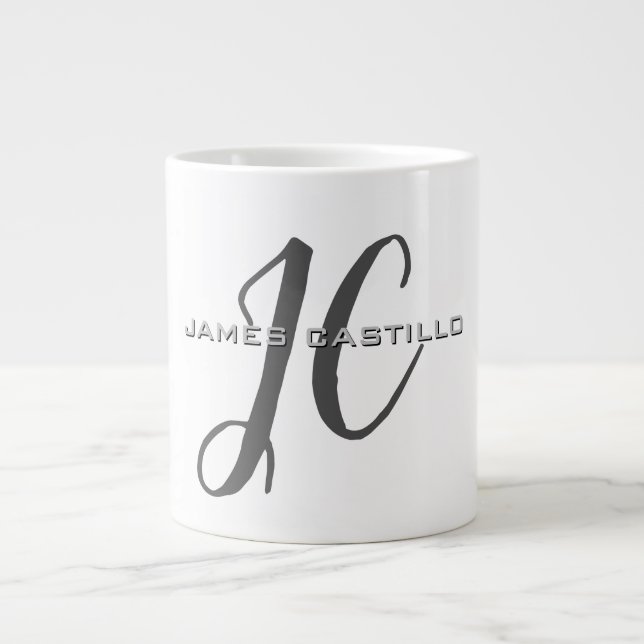 Professional Modern Monogrammed Minimalist Large Coffee Mug (Front)